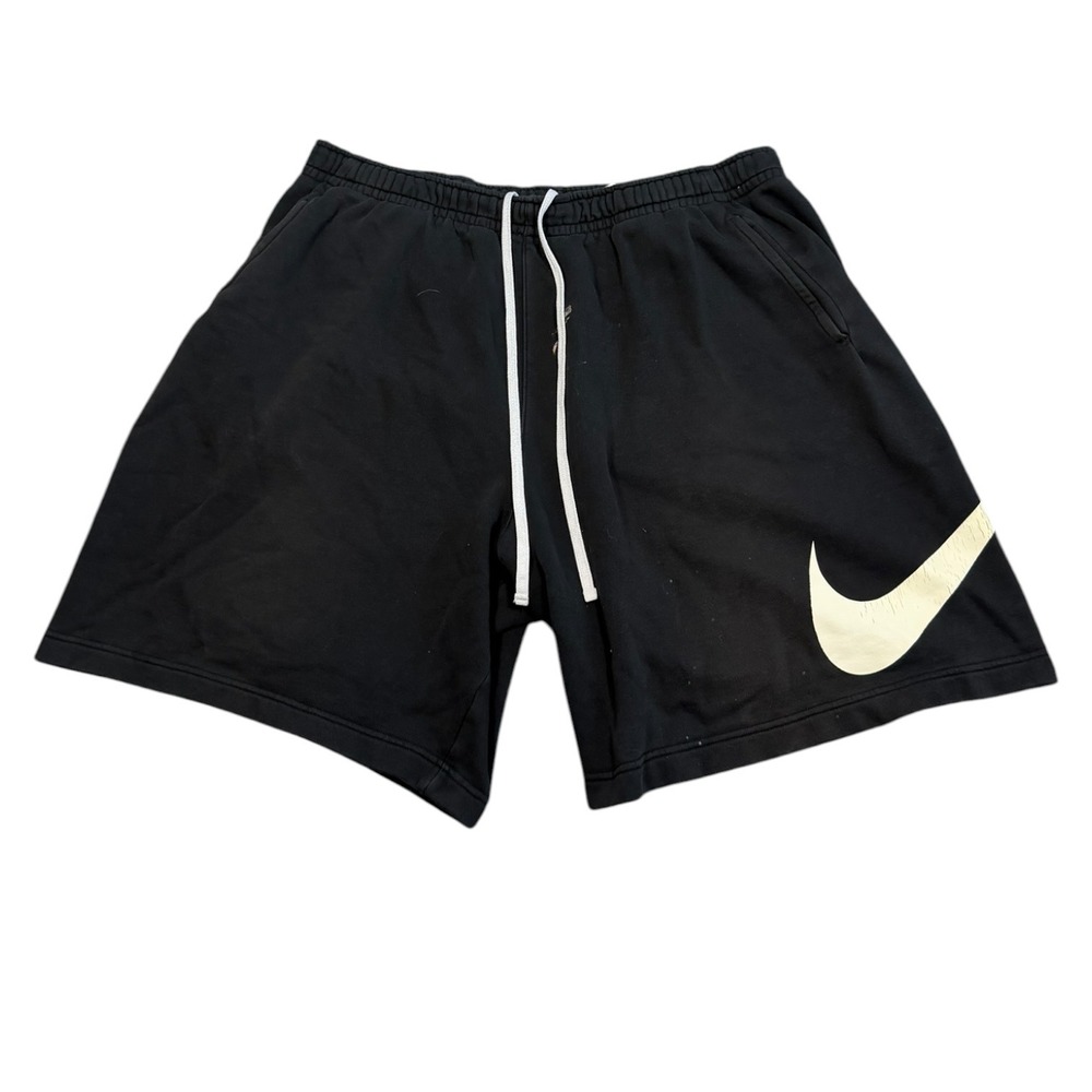 Nike Big Swoosh Shorts Mens XXL Black Cotton Blend Fleece Athletic Gym Training‎